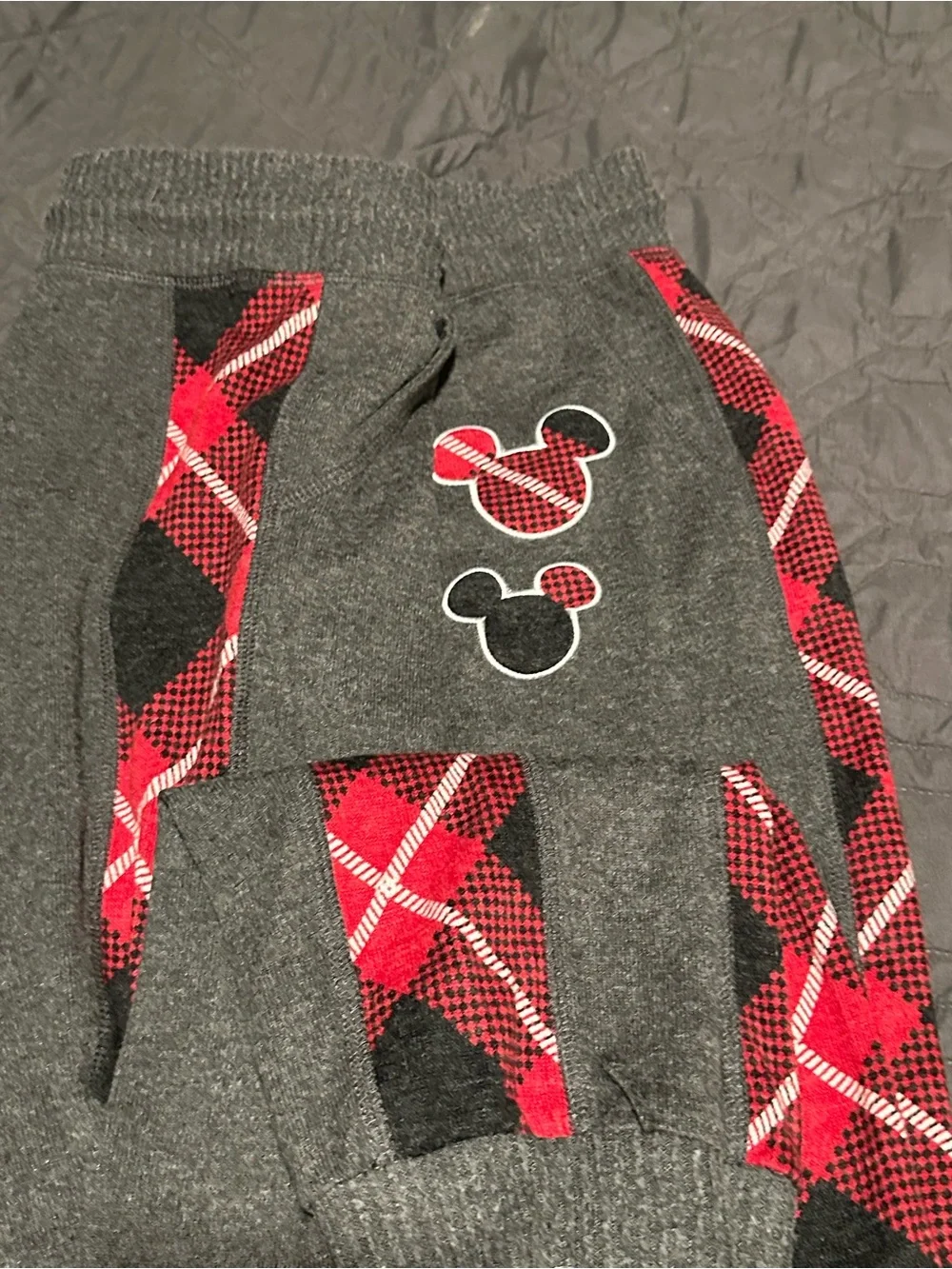 Disney Gray Joggers with Red Plaid Trim - Picture 4 of 4